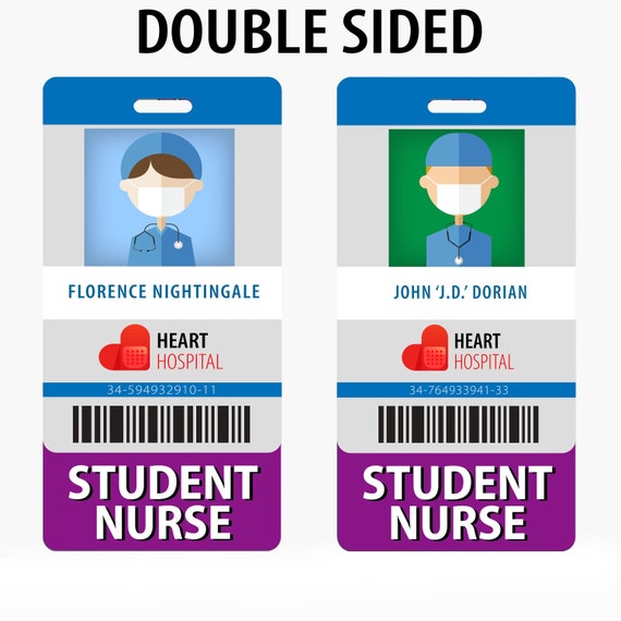 Student Nurse Badge Buddy - Purple with Medical Icons - Vertical Badge ID Card for Student Nurses - by BadgeZOO