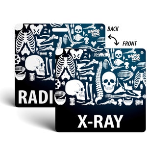 X-Ray / Radiology Badge Buddy - Black - Skeleton Themed - Radiology Horizontal Badge Id Card - By BadgeZoo