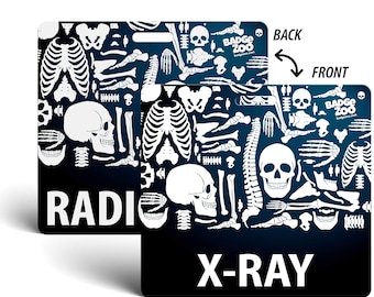 X-Ray/Radiology Badge Buddy - Noir - Squelette sur le thème - Radiologie Horizontal Badge Id Card - Par BadgeZoo
