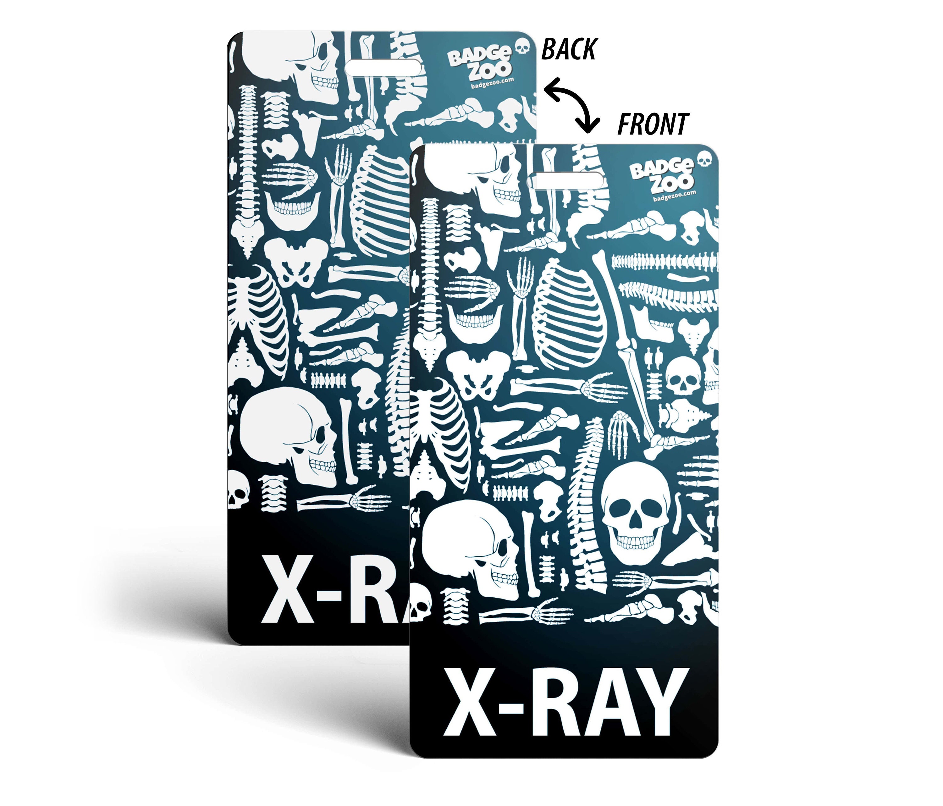 X-Ray Badge Buddy - Black - Skeleton Themed -  Radiology Vertical Bad…
