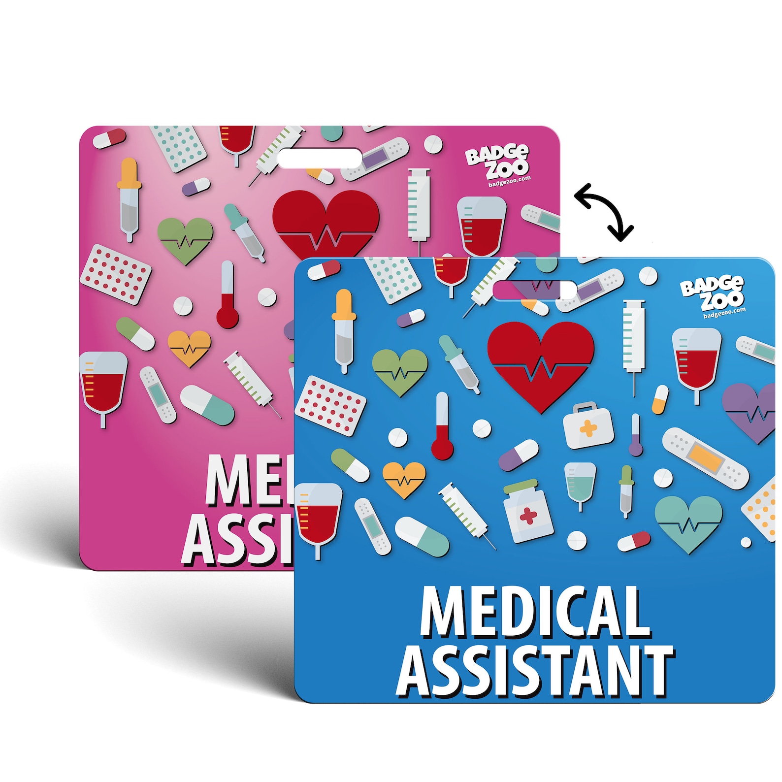 Medical Assistant Badge Buddy Pink/Blue Horizontal Badge Etsy