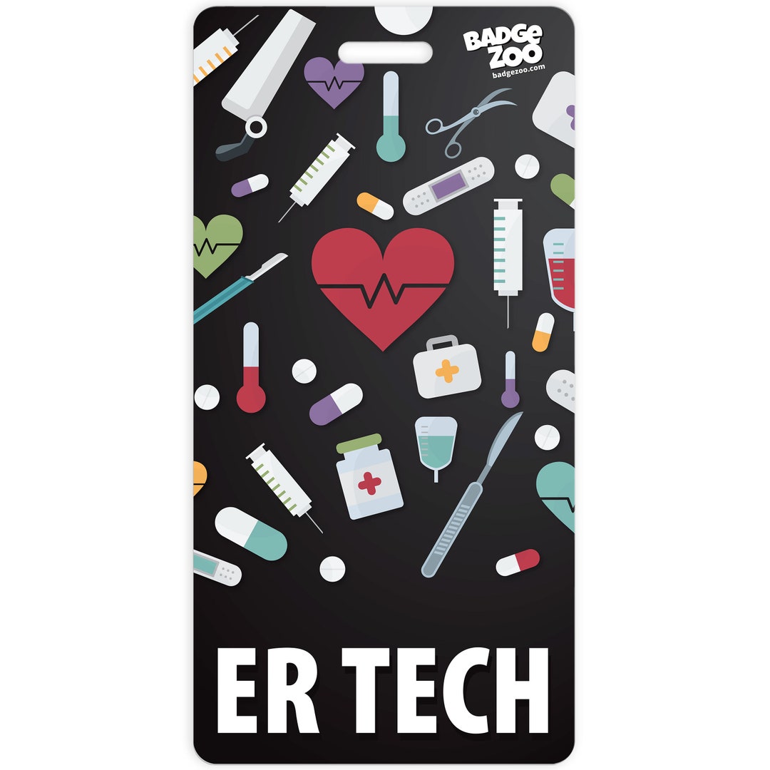 ER Tech Badge Buddy Black Vertical Heavy Duty With Medical Etsy