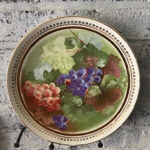 Vintage signed Dresden china fruit plate