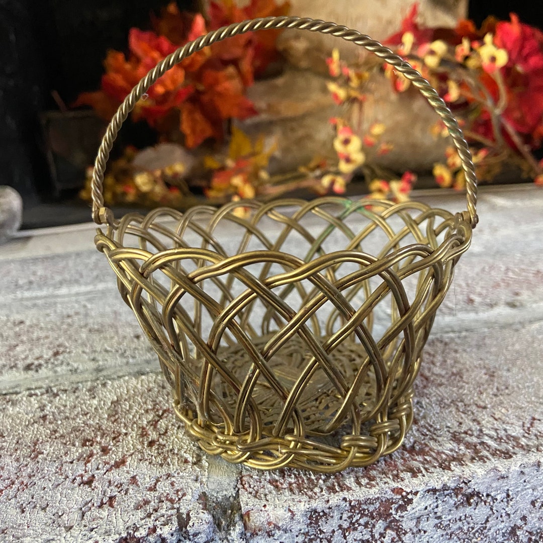 Vintage India Brass Woven Basket/bowl - Etsy