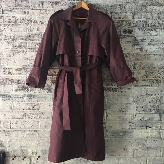 Vintage 1980s, deep purple, London Fog Trench coat