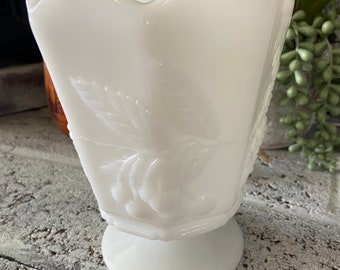 Set of two milk glass planters/bowls with pedestals.