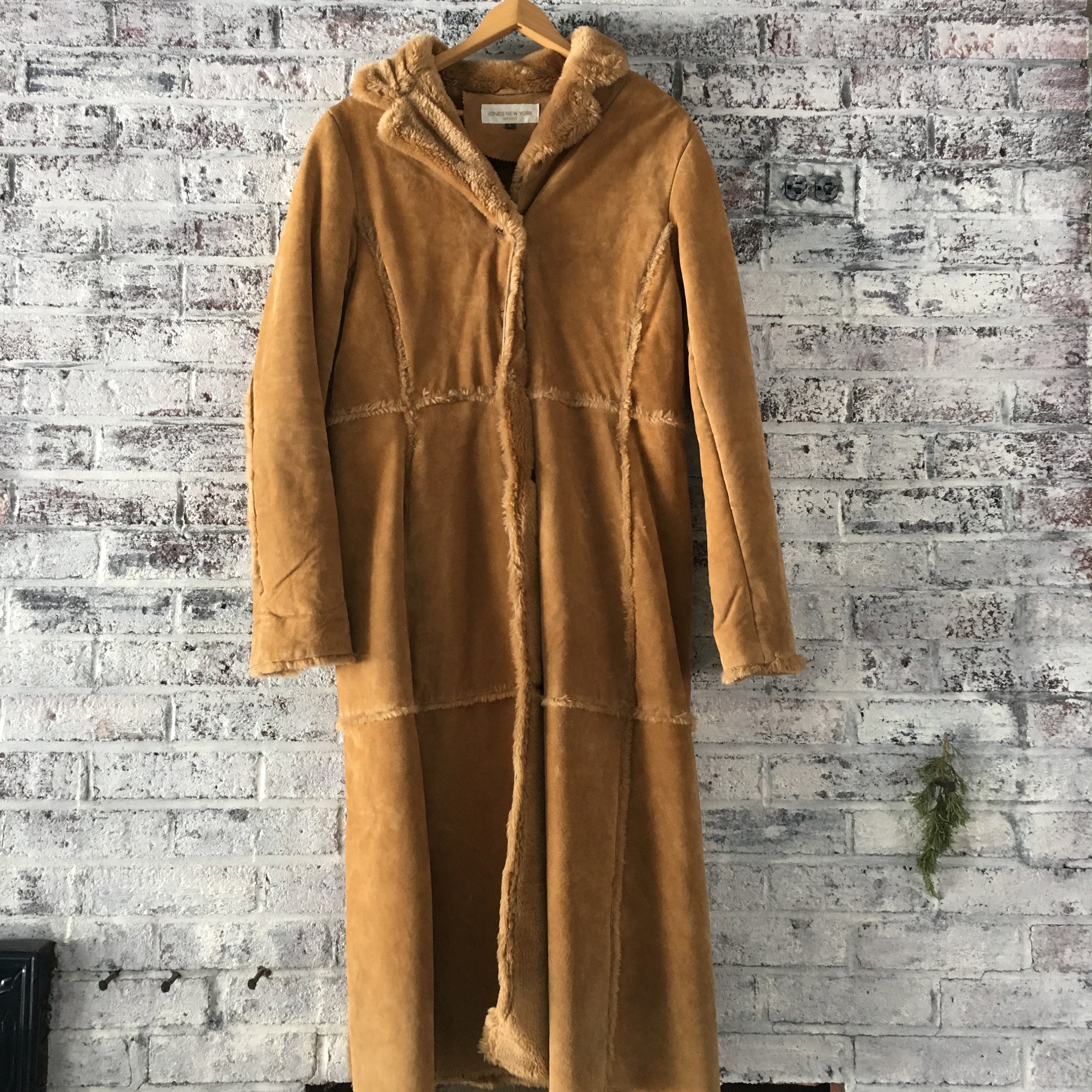 Jones New Yorkfloor Length Suede Faux Fur Jacket Etsy