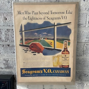 Vintage 1940’s Seagrams Canadian whiskey, “Men Who Plan” advertisement