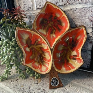 Vintage treasure craft maple leaf/autumn divided bowl/dish/jewelry holder/candy dish