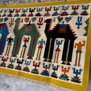 Tunisie Rug Large Vintage, Wool Tunisian Wall Hanging/rug - Etsy