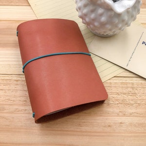 Passport Size Pink Leather Travelers Notebook Cover, Customize Your Elastic