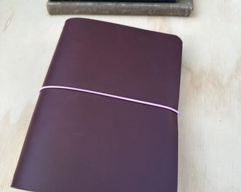 B6 Size Chocolate Brown Leather Travelers Notebook Cover, Customize Your Size and Elastic Color