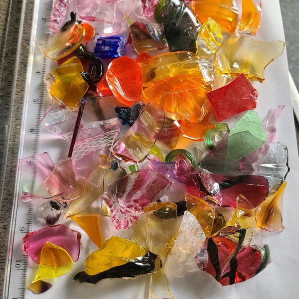 High Quality Glassblowing Cullet, Cutoffs, Cast offs, Glass Scrap, Cullett 1 lb lots- Mixed Colors, Sizes and Shapes