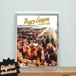 Bryce Canyon National Park Print Digital Download, National Park Art Poster, Retro Park Wall art, adventure decor, artistic travel Printable