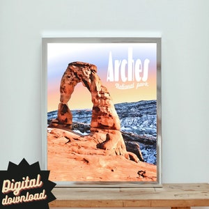 Arches National Park Print Digital Download, National Park Art Poster, Retro Park Wall art, adventure decor, viaggio artistico Stampabile