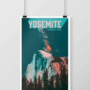 Yosemite National Park El Cap Poster Download adventure Printable Retro travel poster mountain wall decor galaxy sky art instant print retro