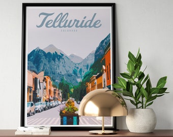 Telluride Colorado Wall Art, Retro Travel Poster (Digital Download)