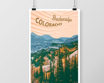 Breckenridge Colorado Retro Travel Poster, Ski Town Art Print (Digital Download)