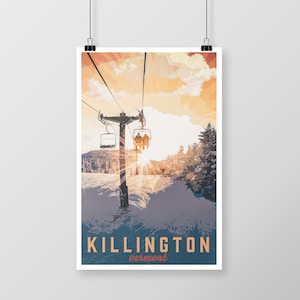 Killington Ski Area Art Print, Art Poster Digital Download, Vermont Print, Ski Snowboard Print, Killington Print 11x17, 11x14, 12x18, 8.5x11