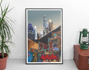 Austin Texas Poster Digital File, Austin Texas Art, Austin Texas Poster, Austin Texas Print, Vintage Austin Texas, Retro Austin Texas