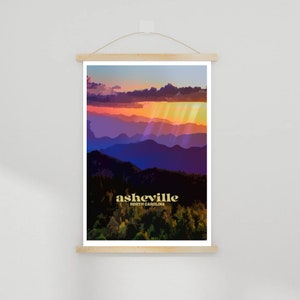 Blue Ridge Mountain Retro Poster, Asheville Print, Blue Rige Mountain Print, Blue Ridge Mountain Wall Art, Printable Wall Art