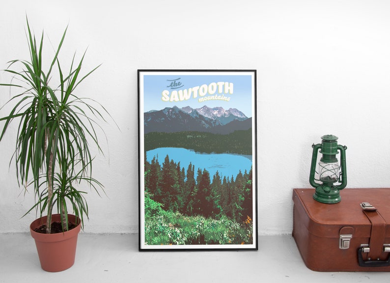 West coast adventure mountain lake Print national park digital download mountain landscape wall art instant printable home decor retro color image 3