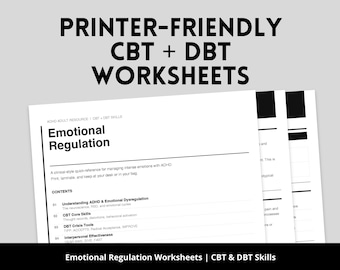 ADHD DBT CBT Skills Desk Reference Printable | Dear Man, Tipp, Please Worksheets | Neurodivergent Therapy Handout | b&w Instant Download pdf