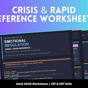 Guida di riferimento stampabile per la gestione delle crisi e la rapida regolazione dell'ADHD / Abilità DBT TIPP, Protocollo RSD / Disregolazione emotiva negli adulti (PDF) / Download immediato