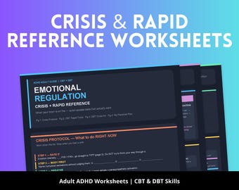 ADHD Crisis & Rapid Regulation Reference Printable | DBT TIPP Skills, rsd Protocol | Emotional Dysregulation Adult pdf | Instant Download
