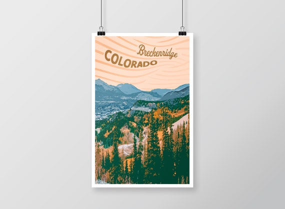 Breckenridge Colorado Retro Travel Poster, Ski Town Art Print (Digital Download)