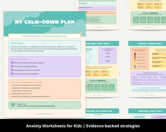 Kids Calm Down Plan Printable Anxiety Coping Skills PDF, CBT Breathing & Grounding Techniques, Child Emotional Regulation, SEL