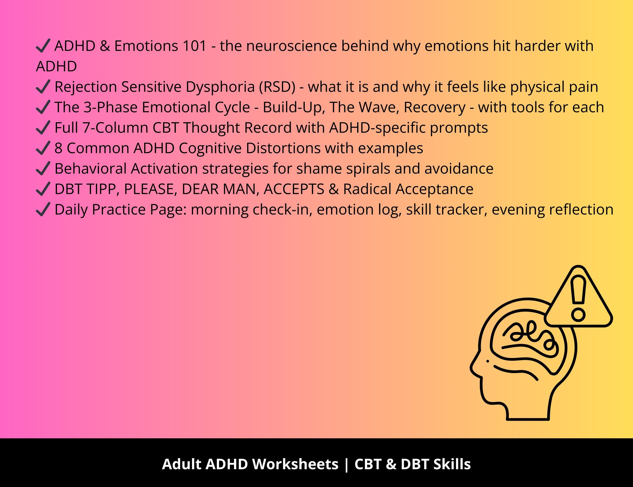 ADHD Emotional Regulation Workbook Adult Printable | CBT DBT Skills ...