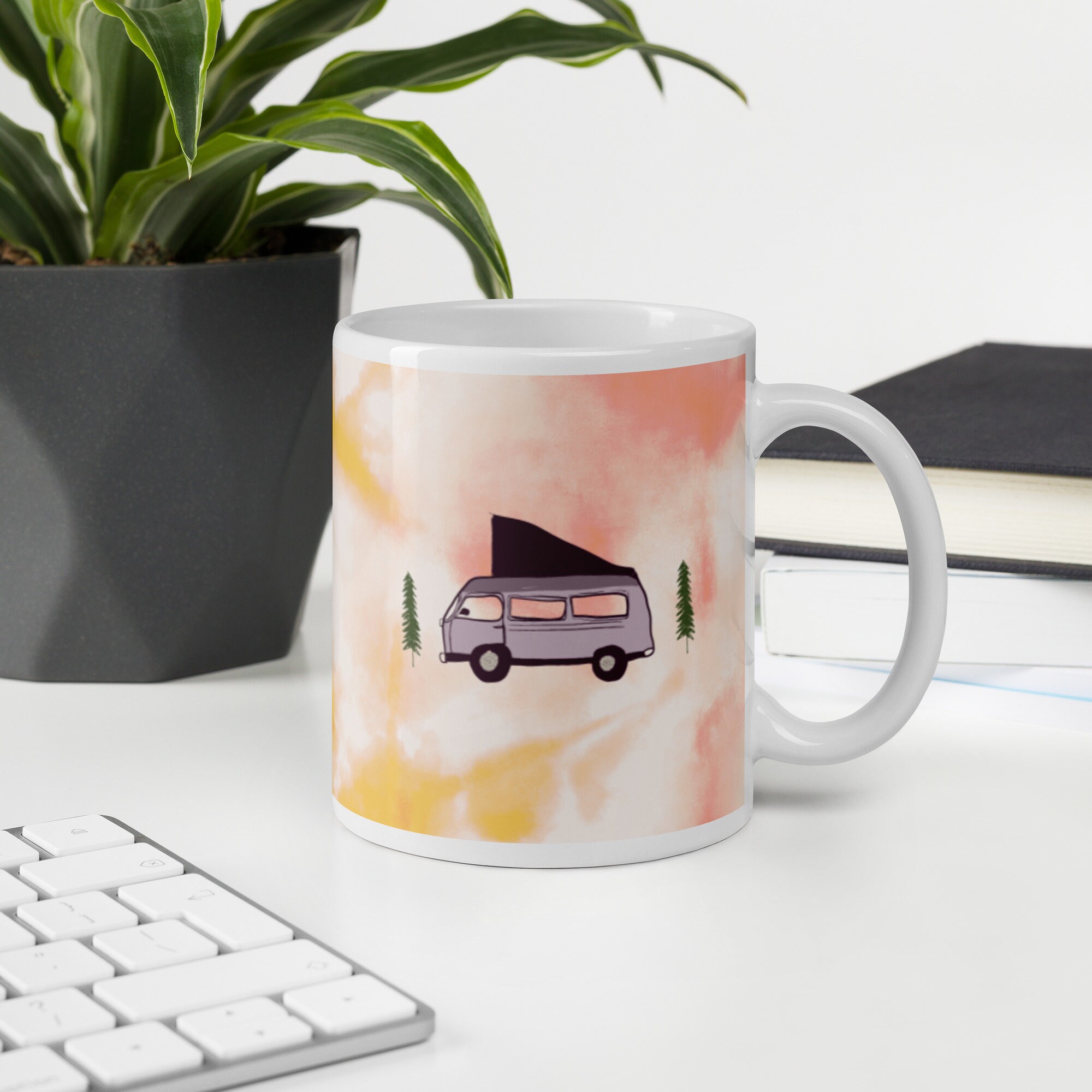 Tie dye camper mug, adventure mug, travel mug, camper van mug, vanlife mug, camper gift, traveler gift