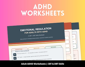 ADHD Emotional Regulation Workbook Adult Printable | CBT DBT Skills | Thought Record, Daily Mood Log | Neurodivergent Therapy Tool