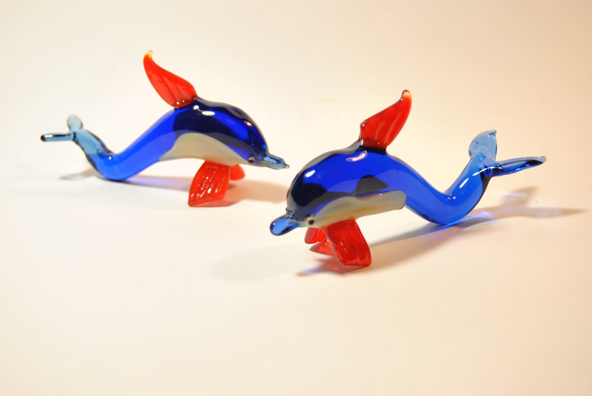 Vintage Glass dolphin Figurine Tiny gift dolphin sculpture Etsy