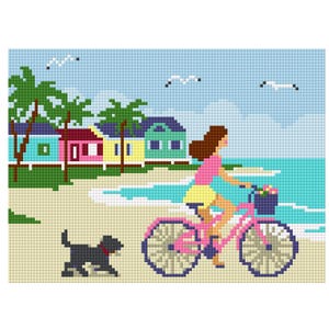 Beach Cruiser Needlepoint Canvas - Seaside Series ( Bicycle Coastal Charm)