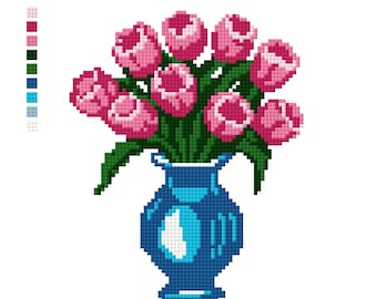 Pink Tulips Needlepoint Kit - (Everything included and pre-assembled) - Flower Series