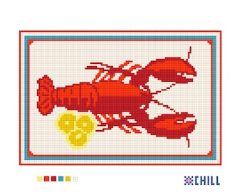 Lobster & Lemon Needlepoint Kit: Beginner Coastal Decor, 8x10 Canvas