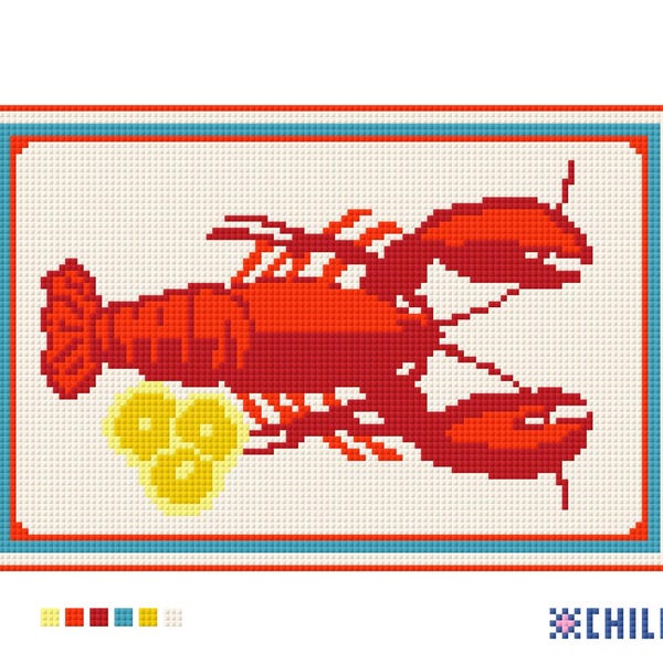 Lobster & Lemon Needlepoint Kit: Beginner Coastal Decor, 8x10 Canvas
