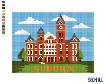 Auburn Alabama Historic Campus Landmark Needlepoint Canvas (5x7 Image on 8x10 Canvas)