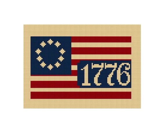 1776 American Flag Needlepoint Canvas - Betsy Ross, 250th Birthday