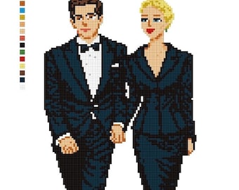 Needlepoint Canvas – American Royalty - 90s Iconic Couple Portrait, Elegant Love Story