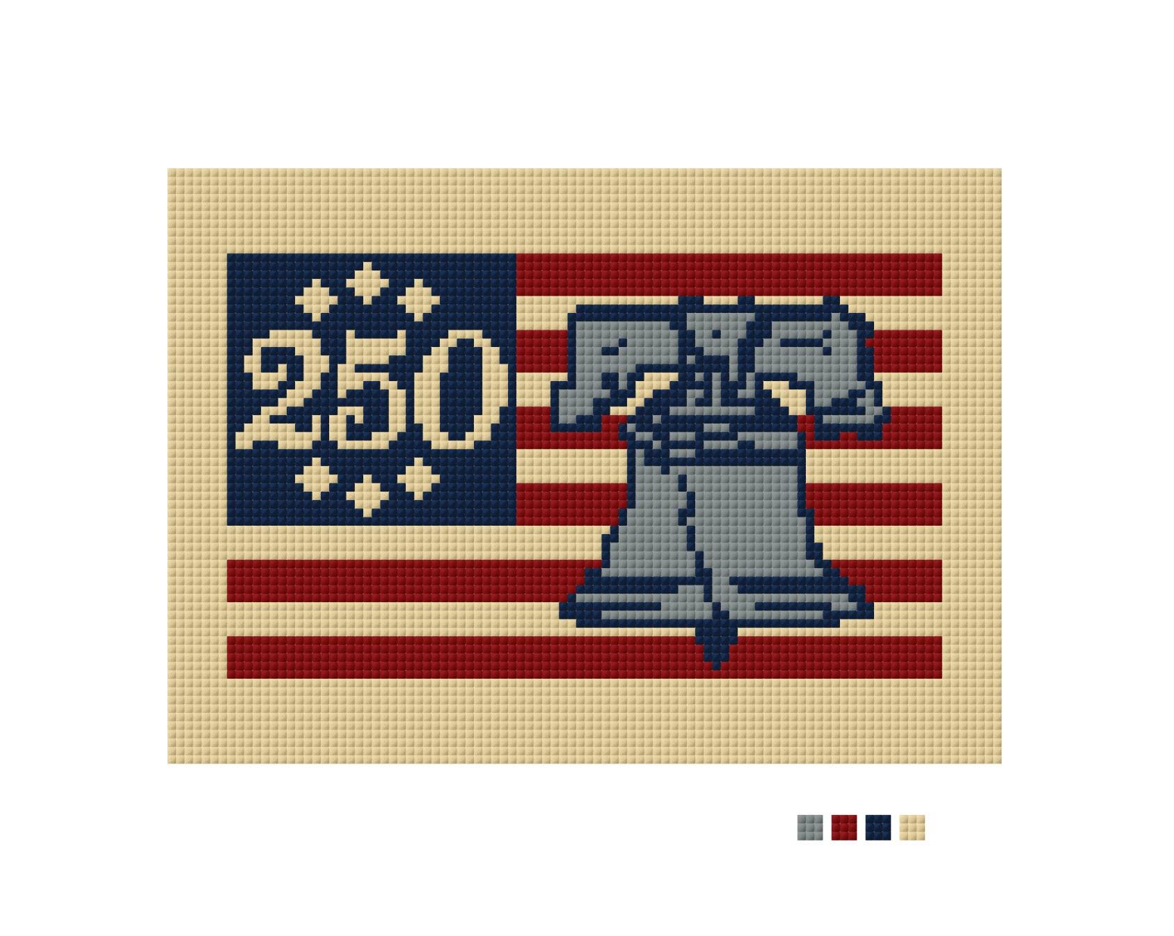 250th Birthday Liberty Bell American Flag Needlepoint Canvas - Etsy