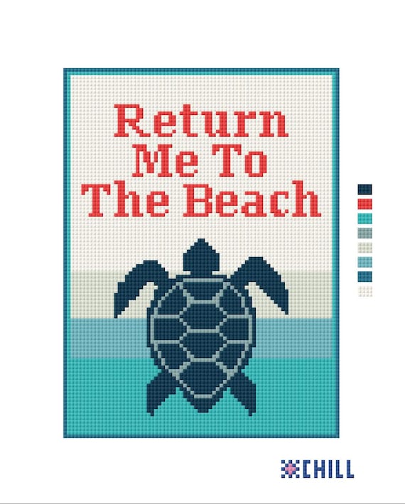 Turtle - Return Me to The Beach Needlepoint Canvas - Coastal Charm Series