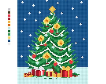 Christmas Tree | Midnight Blue | Needlepoint Canvas | Holiday Stitch Design | 5x7 on 8x10 Canvas