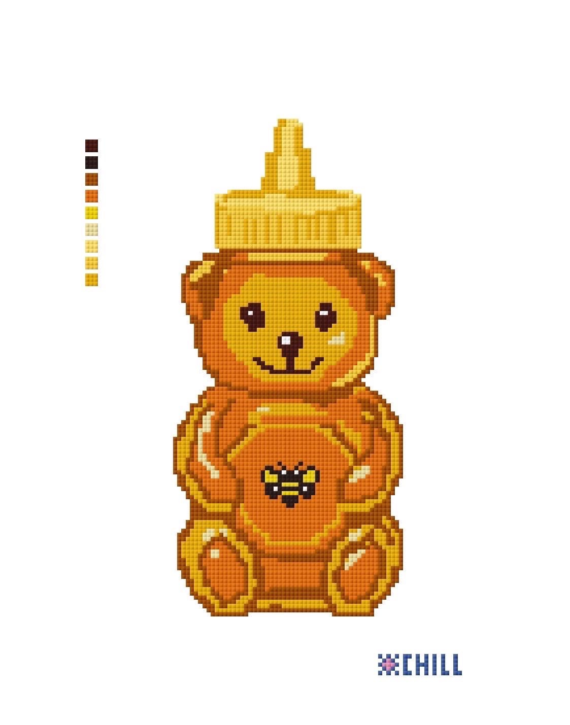 Honey Bear Needlepoint Canvas Cafe Food Collection cute ornament or bag charm Sweet Teddy Bear Design