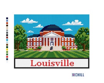 Louisville Needlepoint Canvas – University Campus Landmark Design, 8x10