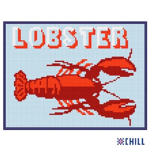 Lobster in Blue  - Needlepoint Canvas - Coastal Charm Series