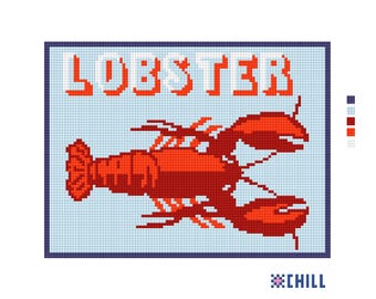 Lobster in Blue  - Needlepoint Canvas - Coastal Charm Series