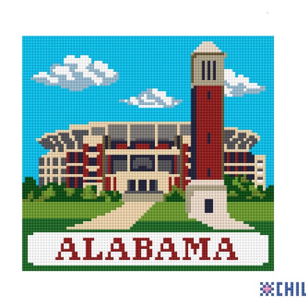 Alabama Needlepoint Canvas: Denny Chimes Bell Tower (Second Edition),  8x10 canvas on 18 mesh